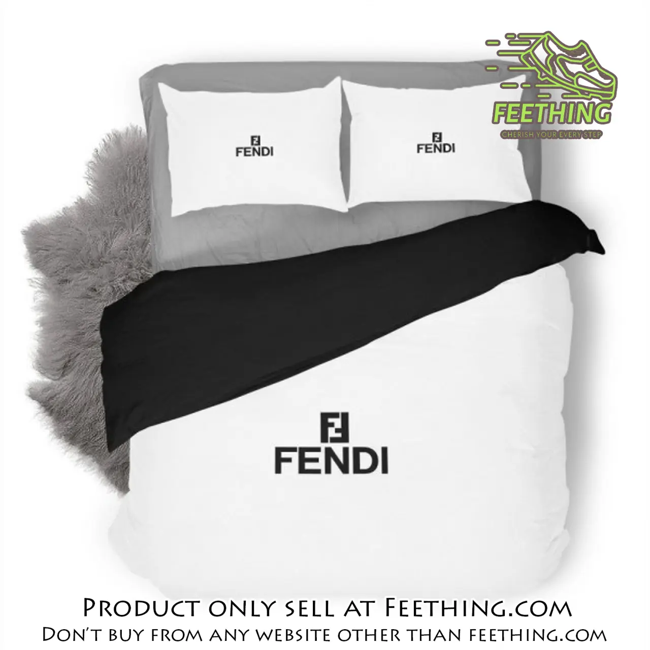Fendi luxury logo fashion brand premium bedding set home decor ft3420948